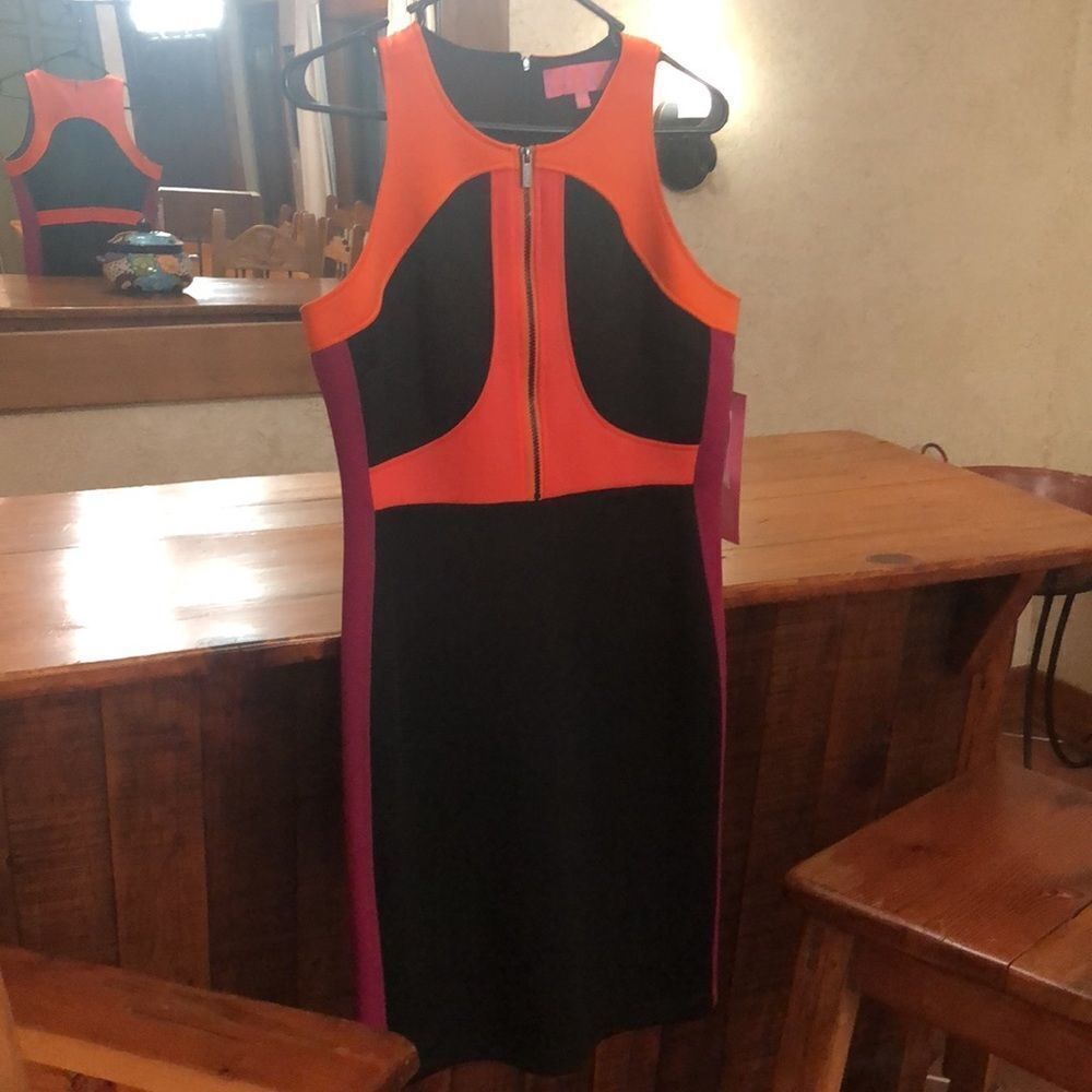 LDT Colorblock Jewel Neck sleeveless dress - Picture 5 of 8